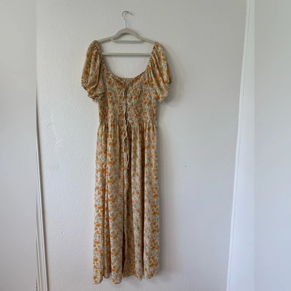 Floral Maxi Dress, Size 2X, Orange,Cream, & Green - Picture 2 of 10